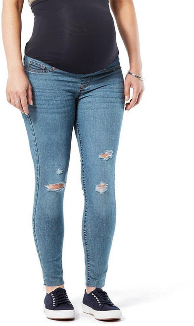 Levi Strauss 시그니처 골드 여성용 토탈 쉐이핑 풀온 스키니 진 (플러스 사이즈 가능) 느와르. L