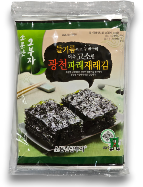 소문난 오부자 광천파래 재래김 (25g) 3매, 3세트