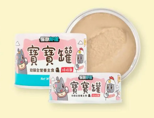 萊恩家 怪獸部落 寶寶罐 寶寶無膠主食罐 幼貓罐 幼貓主食罐 孕母貓罐 成貓營養罐, 1個, 咕咕雞