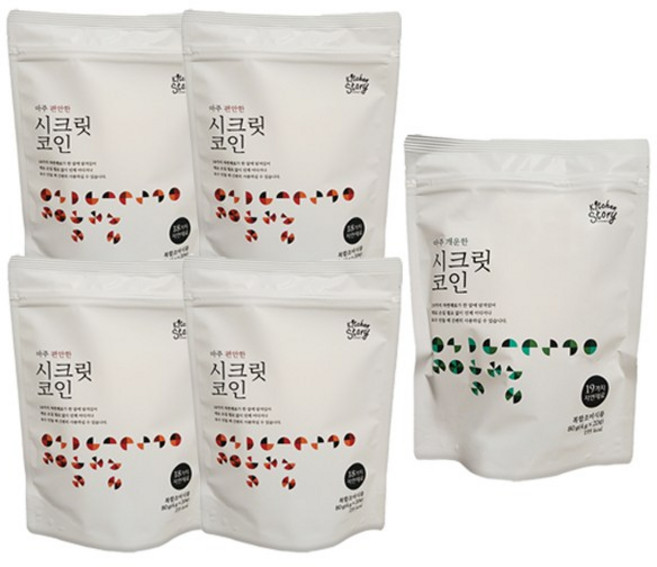 시크릿코인 편안한맛 20알 2팩+개운한맛 2팩 코인 육수, 5개, 80g
