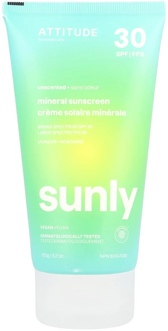 ATTITUDE Sunly 미네랄 자외선 차단제 30 SPF 무향 150g(5.2oz) ATTITUDE (애티튜드), 150g, 1 - 쿠팡