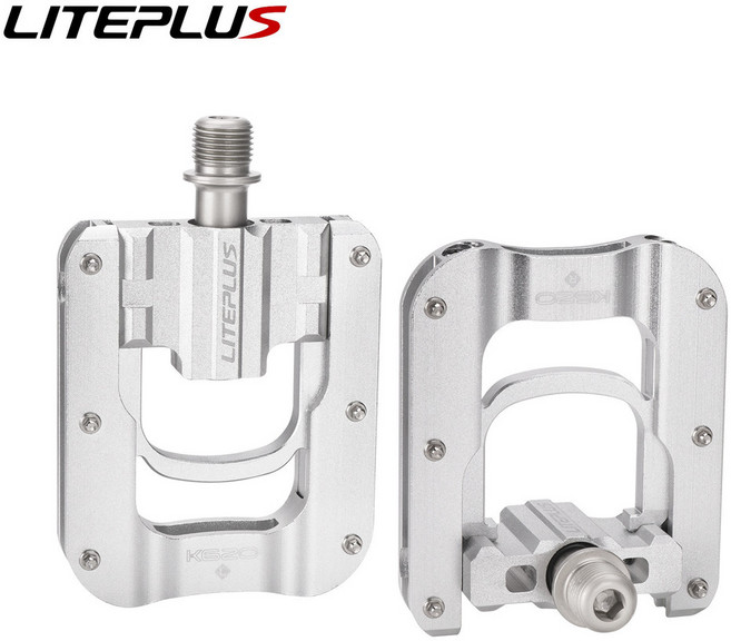LITEPLUS K620 鋁合金自行車折疊踏板, 1個, 3培林折叠脚踏银色, 銀色