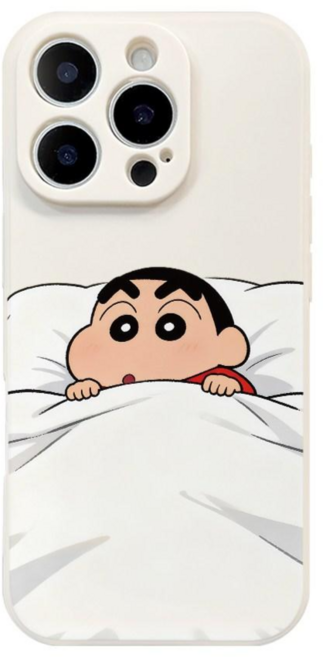 이불 끌고 자는 짱구형 화이트 실리콘 케이스