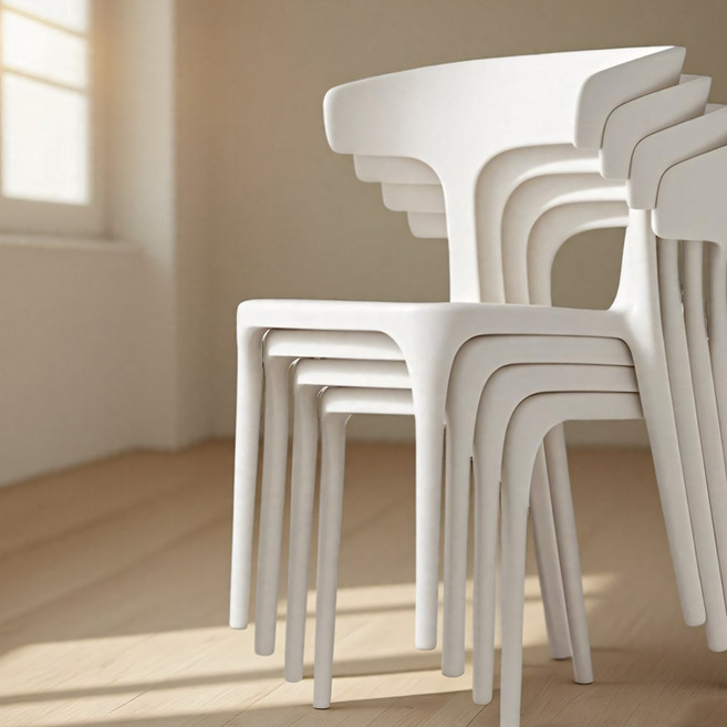 FONOW 일체형 인테리어 식탁 의자 체어 4p 세트, 화이트, 4개