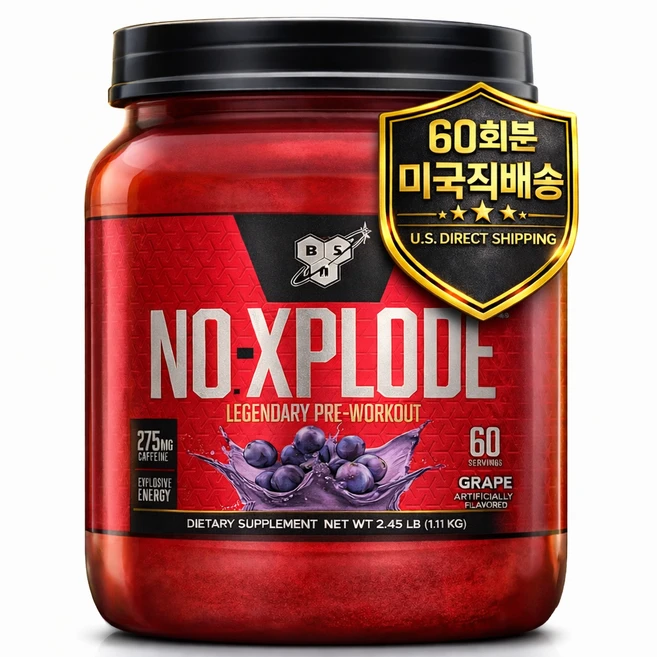 [BSN] BSN 노익스플로드 60서빙 포도 맛 크레아틴 베타알라닌 함유 1.11kg BSN N.O. XPLODE Pre Workout Powder, 그레이프 포도, 60 서빙, 1개 - 쿠팡