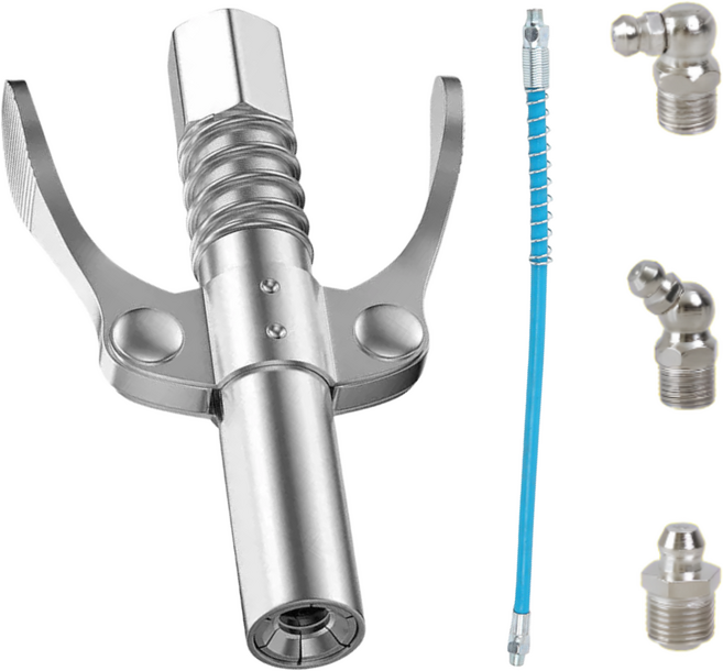 구리스 원터치 커플러 주입기 카플러 30cm 호스 3종 오일노즐, 1세트