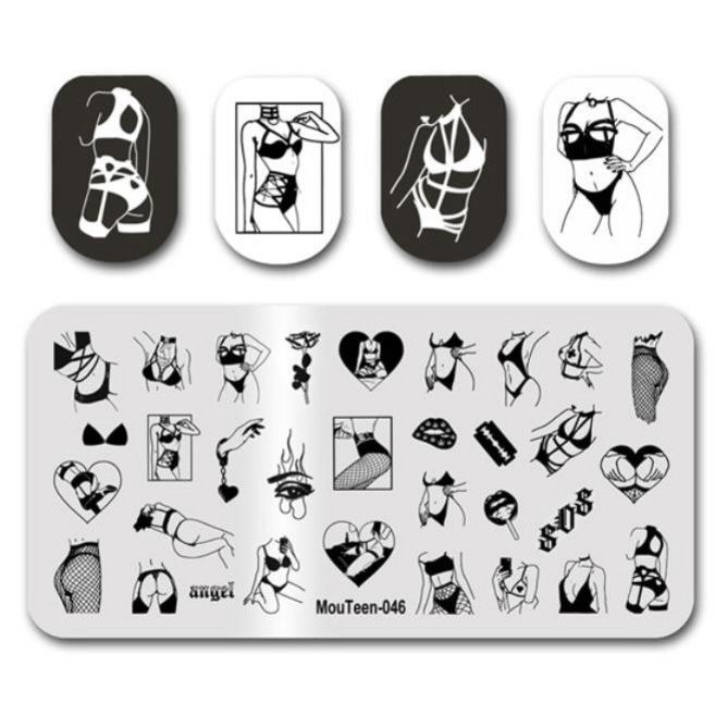 네일용스티커 MouTeen164 코랄린 단추 네일 플레이트 스탬프 킹 매니큐어 세트 아트 스탬핑용, 1개