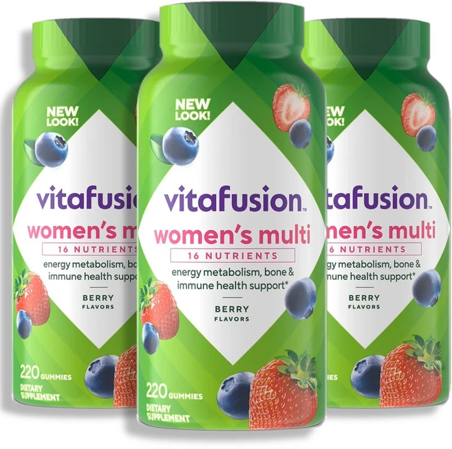 Vitafusion 비타퓨전 우먼스 멀티 여성용 멀티비타민 220구미 4병, 3개, 220정 - 쿠팡