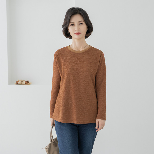 마담4060 엄마옷 마담4060 올록볼록무지 데일리 중년여성 티셔츠-RTE2509005-