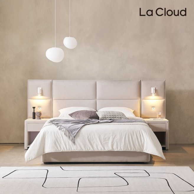 라클라우드 호텔식 바움 패브릭 평상형 침대프레임 Q/K(퀸/킹 공용), 침대프레임(패널제외)