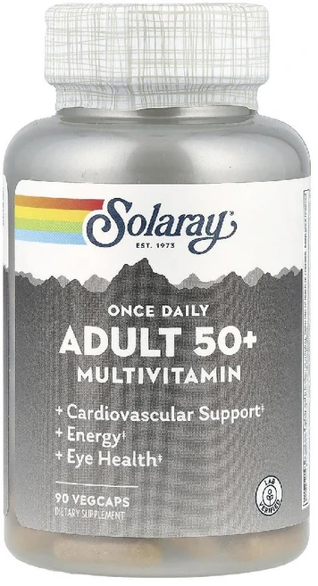 Solaray 50세 이상 성인용 종합비타민 매일 1회 복용 베지 캡슐 90정, 1개 - 쿠팡
