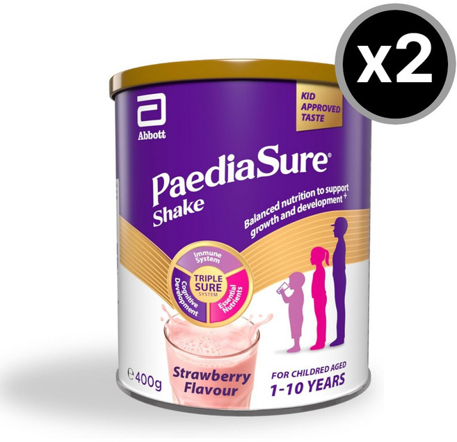 PediaSure 페디아슈어 단백질 쉐이크 딸기 스트로베리맛 400g x2개 키즈 아동 영양보충 분말 파우더 영국직배송