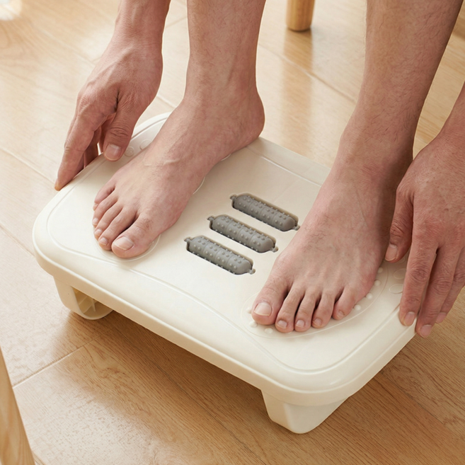 아노유 지압 마사지 발받침대 사무실 책상 풋스툴, 아이보리