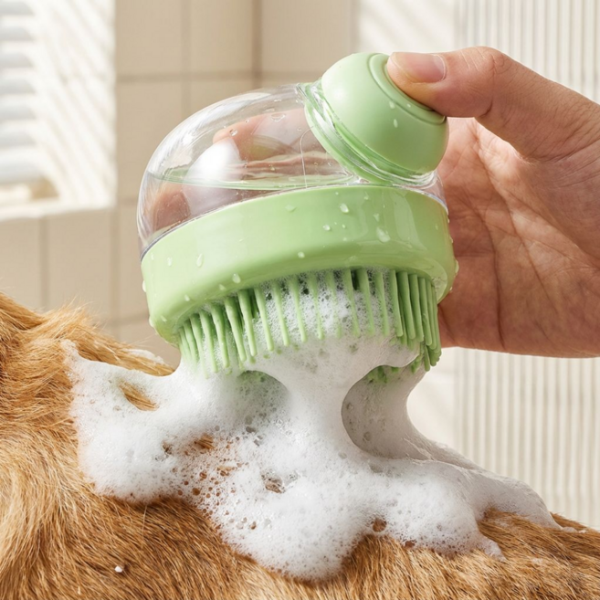 맨리브 강아지 목욕 브러쉬, 그린, 1개