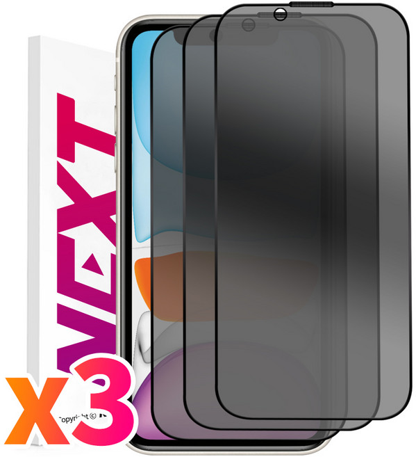 NEXTMOBILE 1+1+1 아이폰11 프로 프로맥스 터치감 좋은 사생활 보호 풀커버 강화유리 액정 보호 필름, 3개