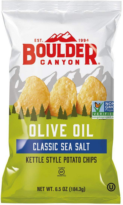볼더 캐년 케틀 조리 감자 칩 6.5온스 백 (12개 팩) Boulder Canyon Kettle Cooked Potato Chips 6.5 Ounce Bag (Pack of 1, 바다소금, 올리브 오일, NaNg, 1개
