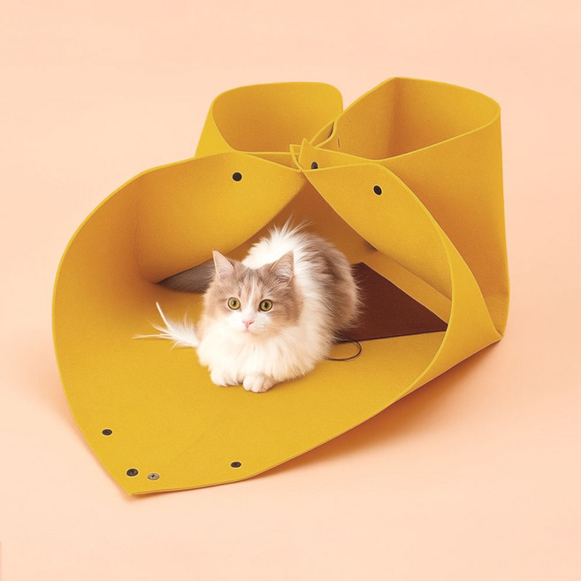 고양이섬 고양이 치즈만두 놀이터널, 노란색, 1개