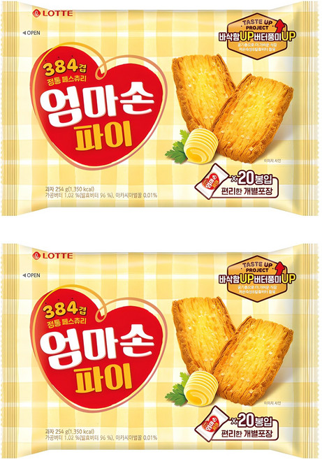 롯데웰푸드 엄마손파이, 254g, 2개