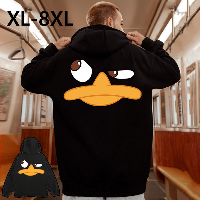 꽃소담 남자 오버핏 기모 후드티 빅사이즈 캐릭터 패턴 맨투맨