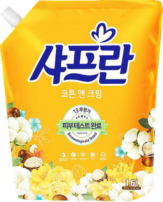 샤프란 섬유유연제 코튼 앤 크림 리필, 1.6L, 7개