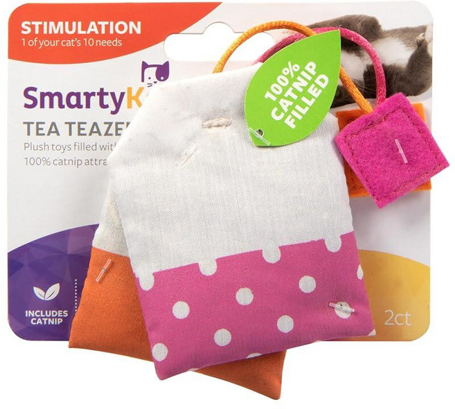 SmartyKat Tea Teazers(2개 세트) 100% 캣닙으로 채운 고양이 장난감, SmartyKat Tea Teazers(2개 세트) 1