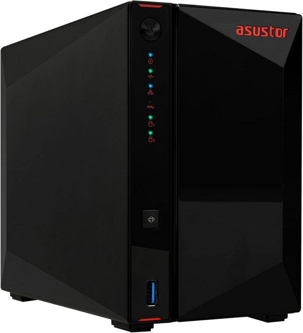 Asustor AS5402T 2 베이 NAS 인텔 쿼드코어 2.0GHz CPU 4배 M.2 NVMe SSD 슬롯 2배 2.5GbE 포트 4GB DDR4 RAM 게임 및 라이브, AS5402T-2 Bay