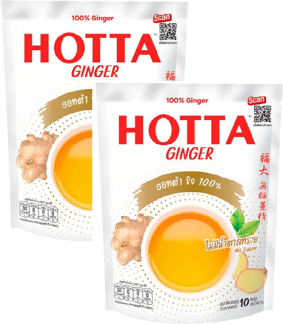 HOTTA 100% 생강차 무설탕 특가딜 태국 핫타 호타 홋타 분말형, 2개, 10개입, 7g