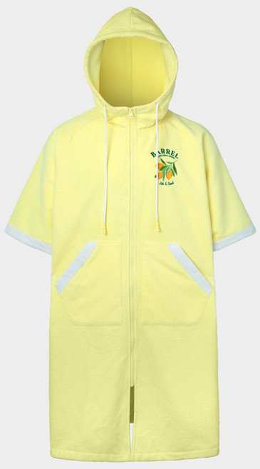 BARREL 單色拉鍊毛巾衣, 黃,105/XL, 1個