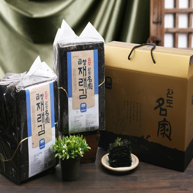 완도명가고급 곱창 재래김 선물세트 1호(곱창재래김100장x2봉), 1개