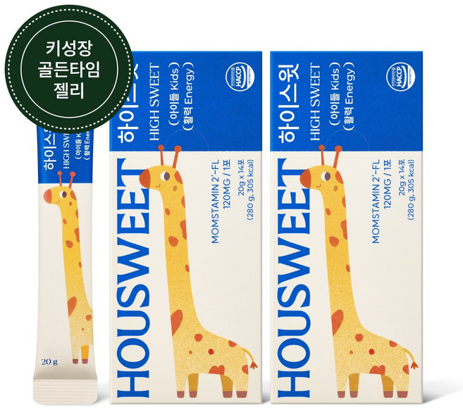 하우스윗 하이스윗 성장기 어린이 청소년 초유단백 칼슘 스틱젤리, 280g, 2개