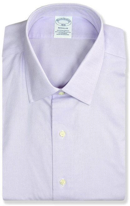 Brooks Brothers 남성용 리젠트 레귤러 핏 수피마 면 텍스처 니트 드레스 셔츠 221797 라이트 퍼플 목 둘레 16인치 소매 길이 34-35인치