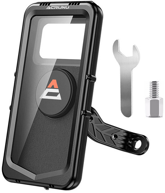 ACRUNU 防水手機架 重機機車自行車通用支架, Black, 後視鏡款