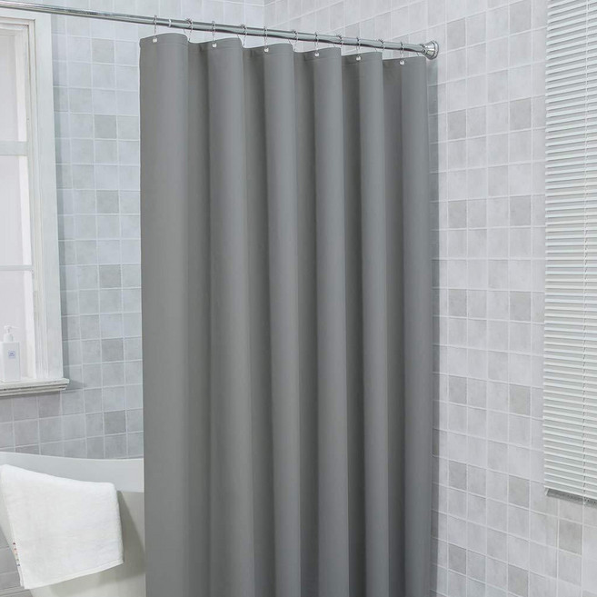 3S리빙 방수 샤워커튼 무지그레이 + 크롬커튼고리+ 커튼봉 세트, 1세트, gray