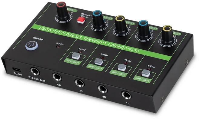 4채널 오디오 마이크 저잡음 모노 스테레오 라인 전환 유선용 Type-C 공급 장치, 01 Black