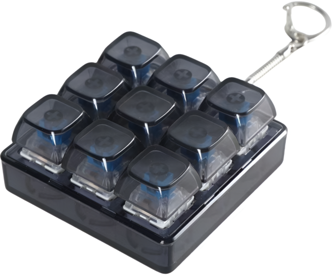 제이템 스트레스 해소 딸깍이 키캡 키링 청축 키보드 키링 9구, 1개, 클리어 블랙