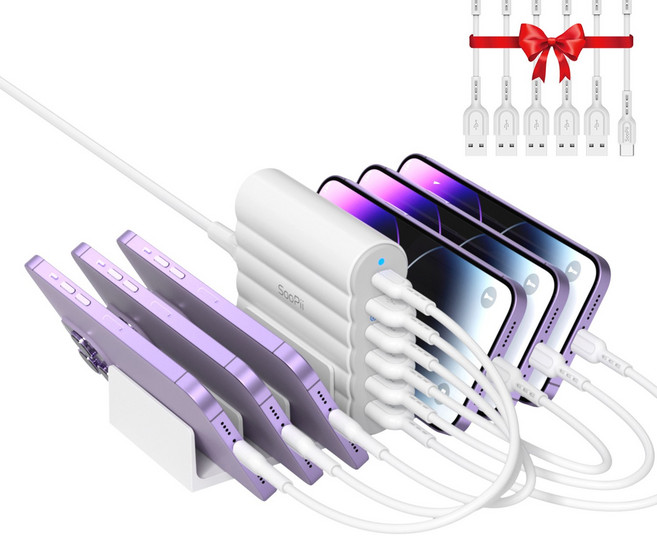 Soopii 6포트 C타입 아이폰 고속멀티충전기 CS63 + 스탠드 거치대, 상세페이지 참조, 1개