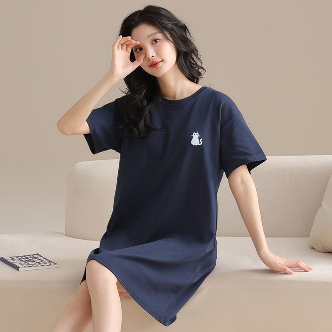 純棉短袖睡裙 可愛學生寬鬆家居服