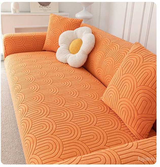 쇼파커버 1~5인 사계절 패드 360도 전방위 소포 미끄럼 방지 고탄력 고밀도 소파커버 오렌지 1개, 2인용 (145-185CM) × 오렌지 × 1개