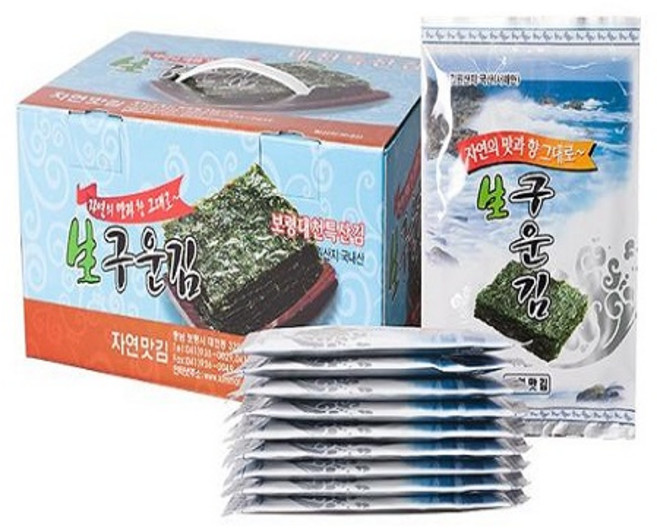 자연맛김/자연의맛과향그대로생구운김(6매*10봉), 1박스, 520g
