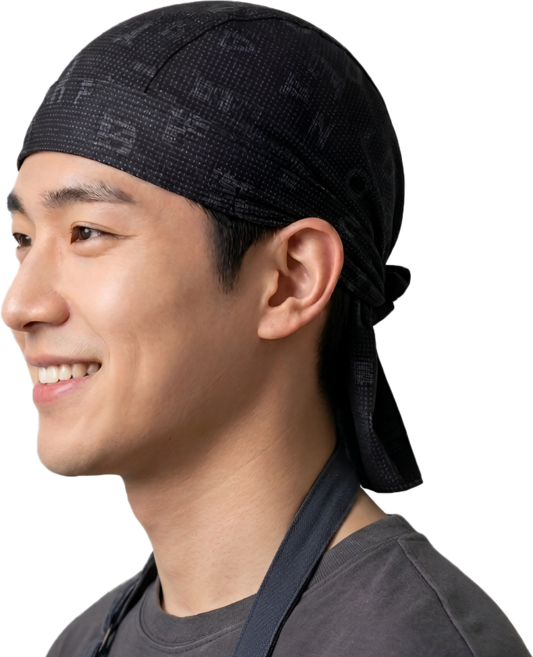 국산 셰프 쿨링 헤드랩 메쉬 스판 주방 두건, 1개, 패턴 메쉬블랙