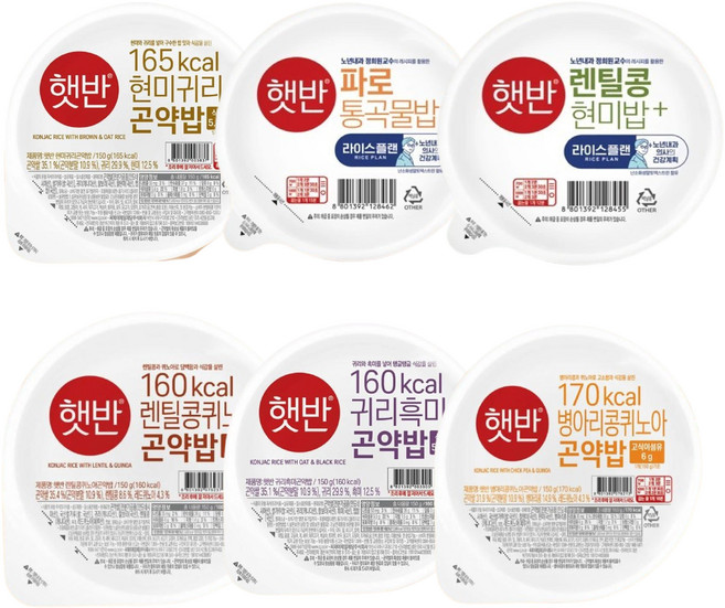 저속노화 햇반 라이스플랜 다이어트 곤약밥 6종, 1팩, 980g