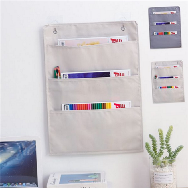 문걸이 벽걸이 수납 포켓 다용도 주머니 정리함 3단 생활 걸이, 그레이 3단