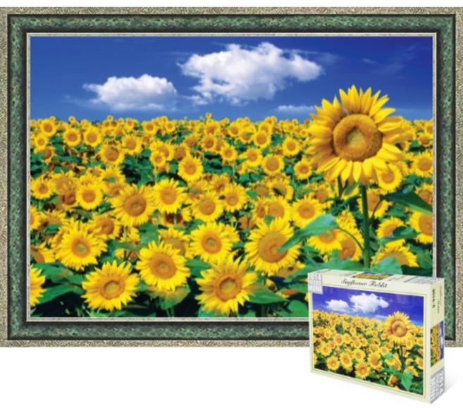 퍼즐피플 풍경 직소퍼즐, 해바라기들판 2014피스 액자포함(엔틱그린), 2014피스, 1개