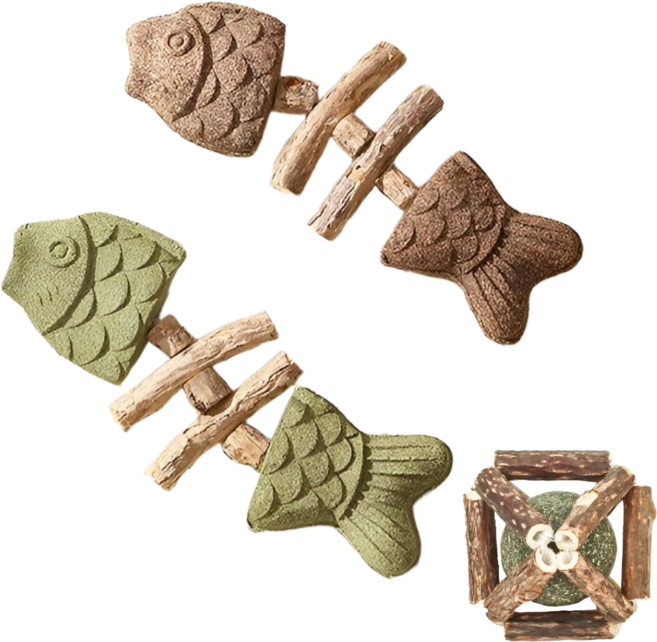 꼬미맘 마따따비 생선뼈다귀 고양이 이갈이 장난감 세트