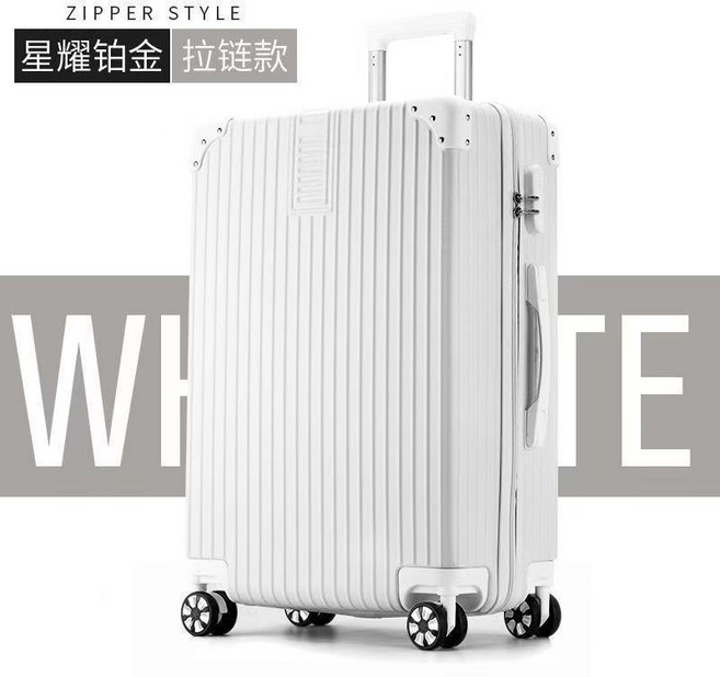 行李箱 大容量拉桿箱 萬向輪密碼皮箱子, 1個, 100分拉鏈款銀20寸