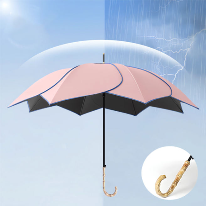 LUMANOKI 대나무 손잡이 데일리 꽃잎디자인 자동 양우산 YL-104