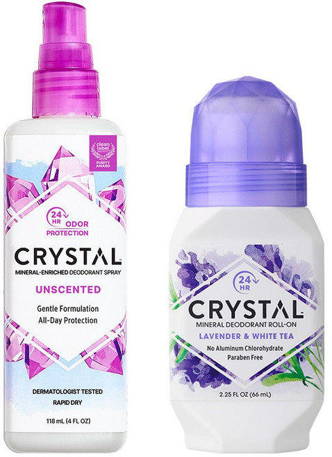 [공식몰] 크리스탈 데오드란트 무향 스프레이&라벤더 롤온 2종세트, 1개, 66ml