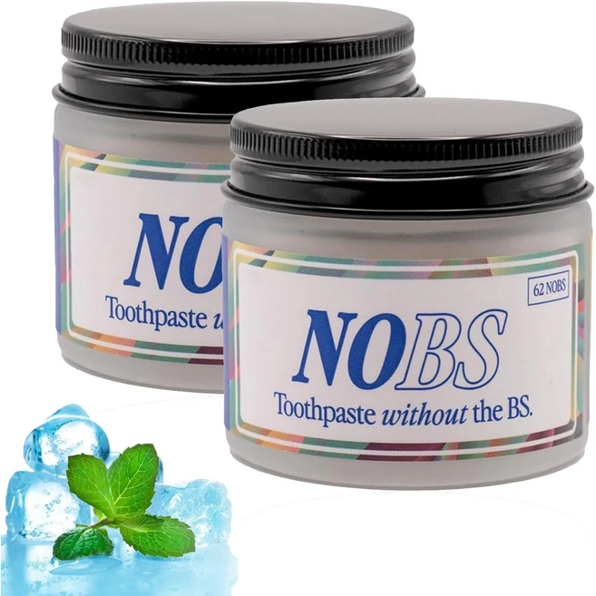 NOBS 치약 정제 - 나노 하이드록시아파타이트 플루라이드 & 플라스틱 프리 에코 & 트래블 프렌들리 - NHA로 재광물화, 2개, 100ml - 쿠팡