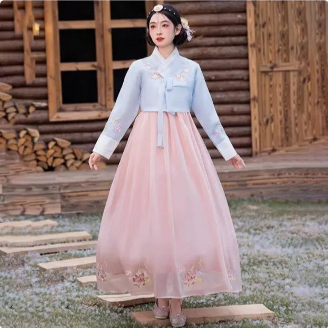 여성 한복 세트 전통 한복 웨딩 드레스 결혼식 돌잔치 한복 하객룩 한복 무대 공연 한복 원피스 세트 CY
