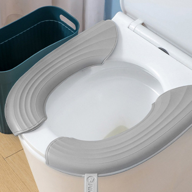 두툼폭신 EVA 손잡이 변기커버 시트, 그레이, 1세트